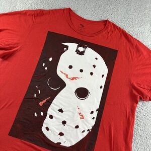 Friday the 13th Shirt Mens 2x Red Big Graphic Jason Hockey‎ Mask Horror Movies